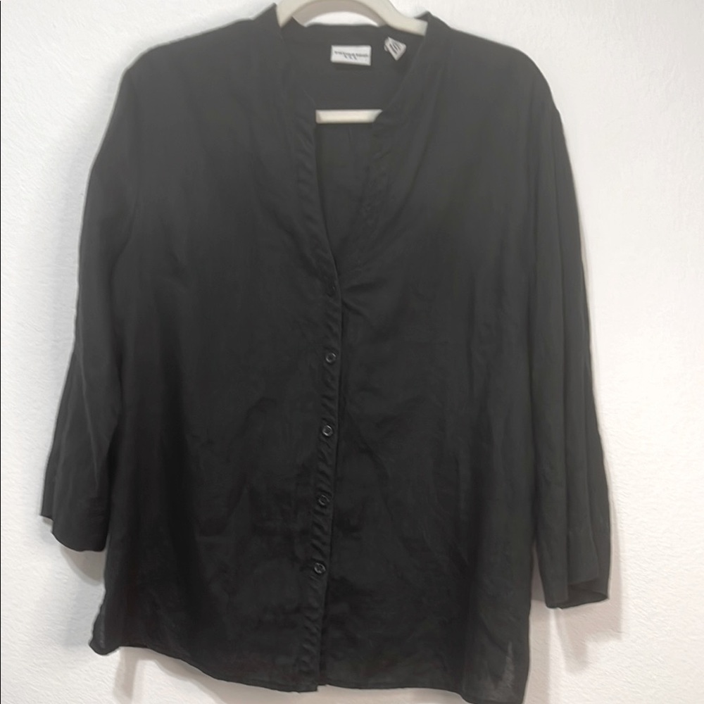 Covington Black Linen Button-Up Top Size L (14/16) EUC